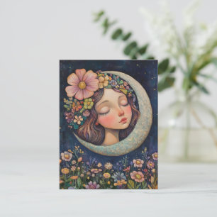 Floral Headdress & Crescent Moon Postcard