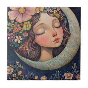 Floral Headdress & Crescent Moon Tile