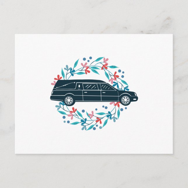 Floral Hearse Car Postcard (Front)