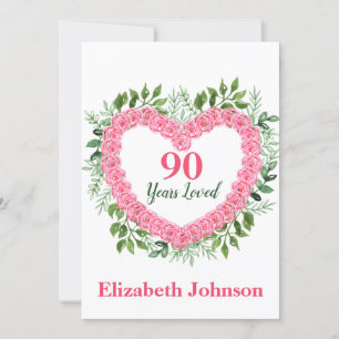Floral Heart 90th Birthday Card for Women
