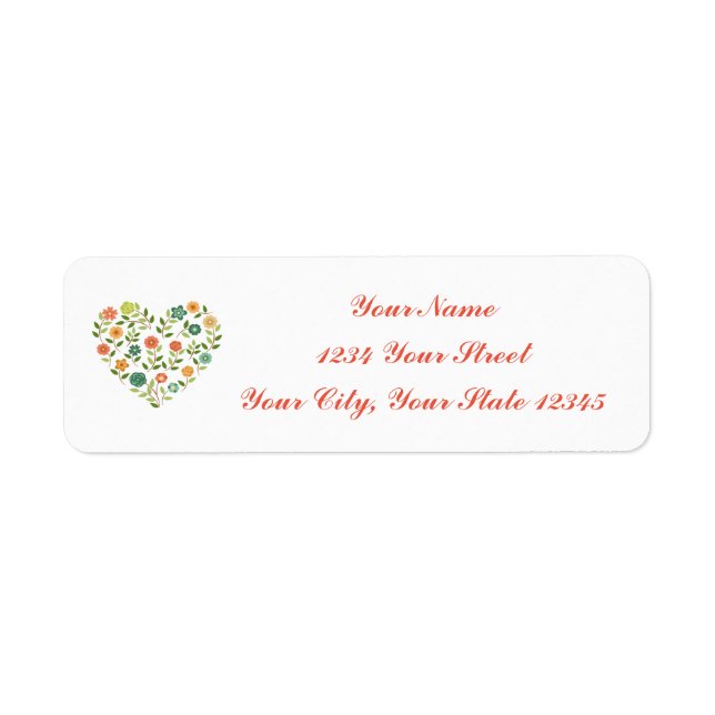 Floral Heart Address Label (Front)