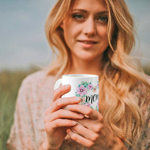Floral Heart and bouquets with MOM text Mug