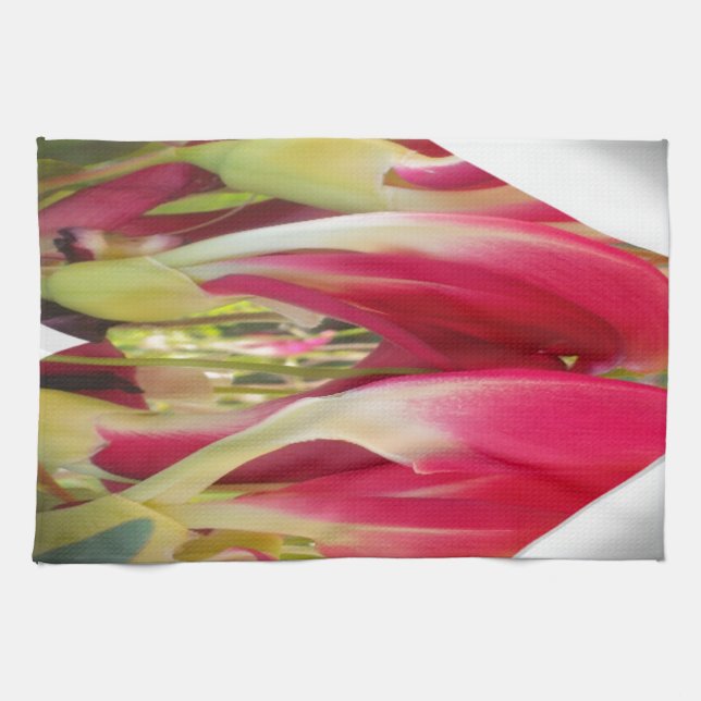 Floral Heart Art Print Tea Towel (Horizontal)