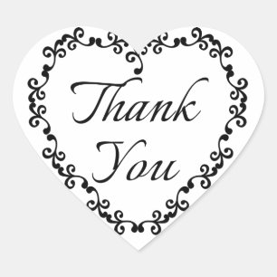 Floral Heart Black And White Wedding Personalised Sticker