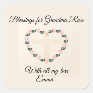 Floral Heart Blessing for Grandma Sticker Design