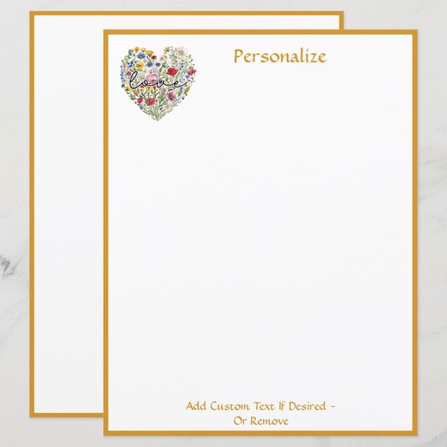 Floral Heart Bouquet Love Elegant Chic Personalise (Front/Back)