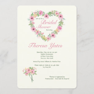 Floral Heart Bridal Shower Invitation