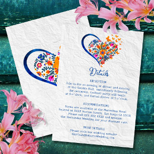Floral Heart & Butterflies Mexican Wedding Invitation
