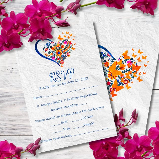 Floral Heart & Butterflies Mexican Wedding  Invitation (Creator Uploaded)