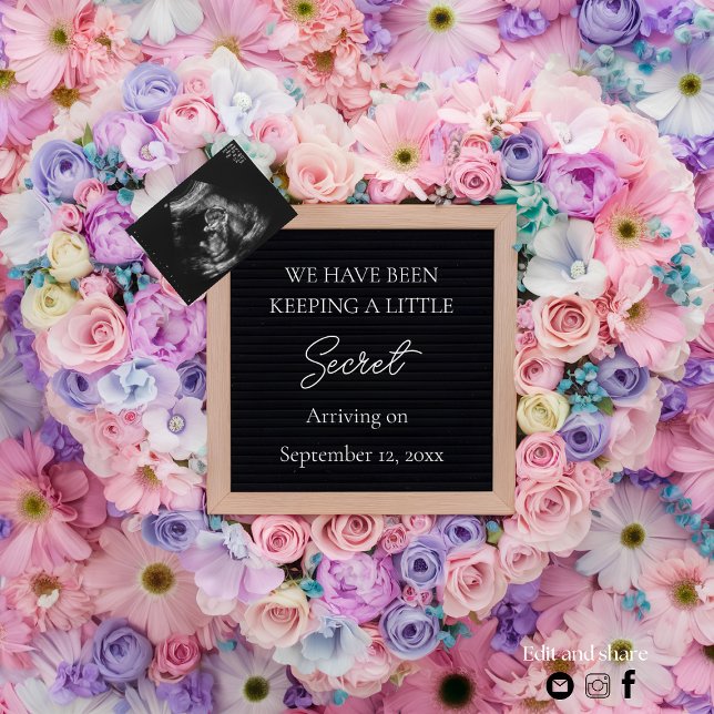 Floral heart digital pregnancy announcement  (Creator Uploaded)