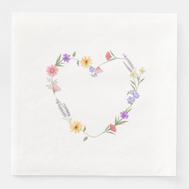Floral Heart Dinner Napkins (Front)