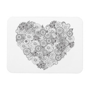 Floral Heart Doodle Magnet