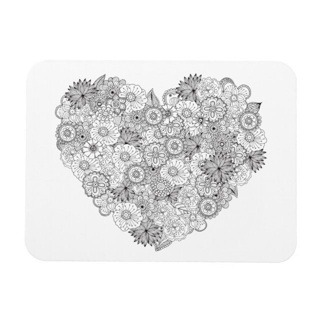 Floral Heart Doodle Magnet (Horizontal)