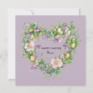 Floral Heart Easter Card for Mum
