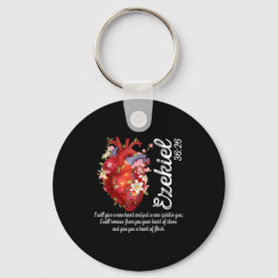 Floral Heart Ezekiel 36_26 Heart Of Flesh Christia Key Ring
