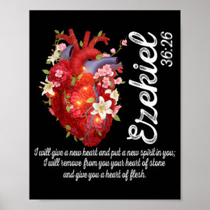 Floral Heart Ezekiel 36_26 Heart Of Flesh Christia Poster