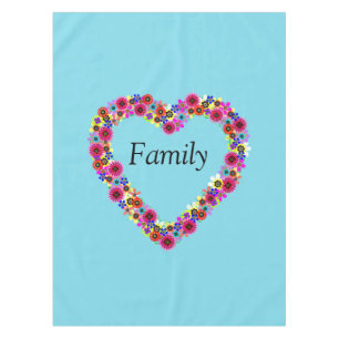 Floral Heart Family Personalised Tablecloth