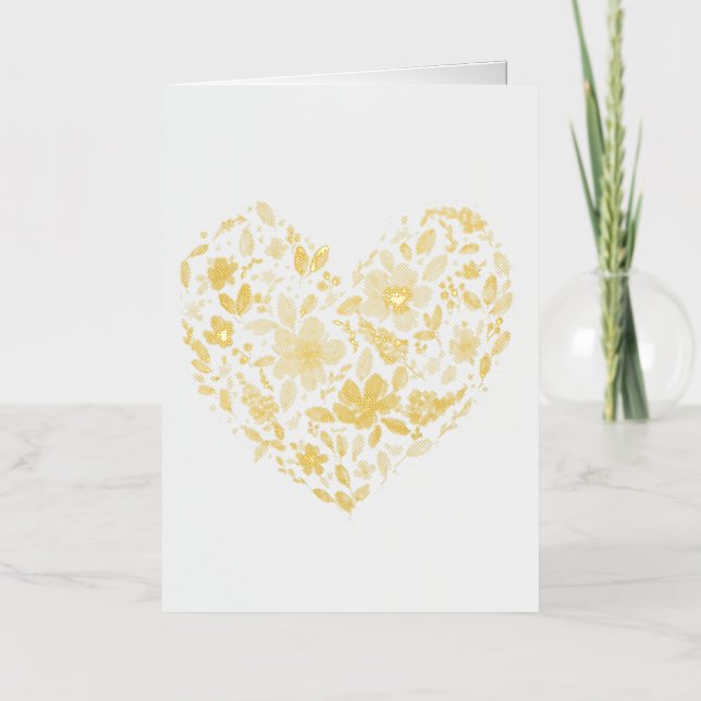 Floral Heart Foil Greeting Card (Front)