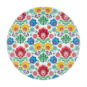 Floral Heart Folk Art Pattern Cutting Board