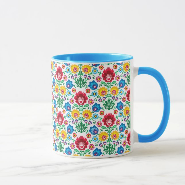 Floral Heart Folk Art Pattern Mug (Right)
