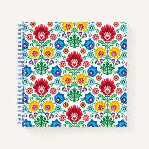 Floral Heart Folk Art Pattern Notebook