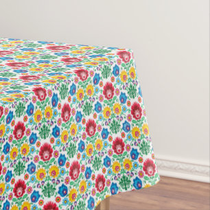 Floral Heart Folk Art Pattern Tablecloth