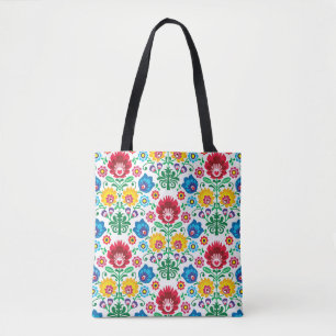 Floral Heart Folk Art Pattern Tote Bag