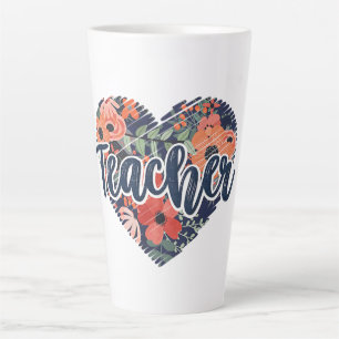 Floral Heart for Teacher Latte Mug