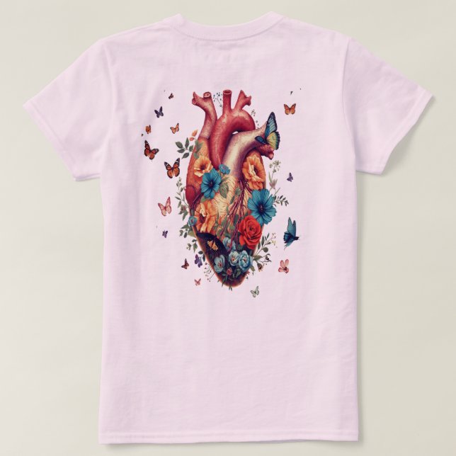 Floral Heart Graphic T-Shirt | Artistic Bloom  (Design Back)