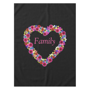 Floral Heart in Black Family Personalised Tablecloth