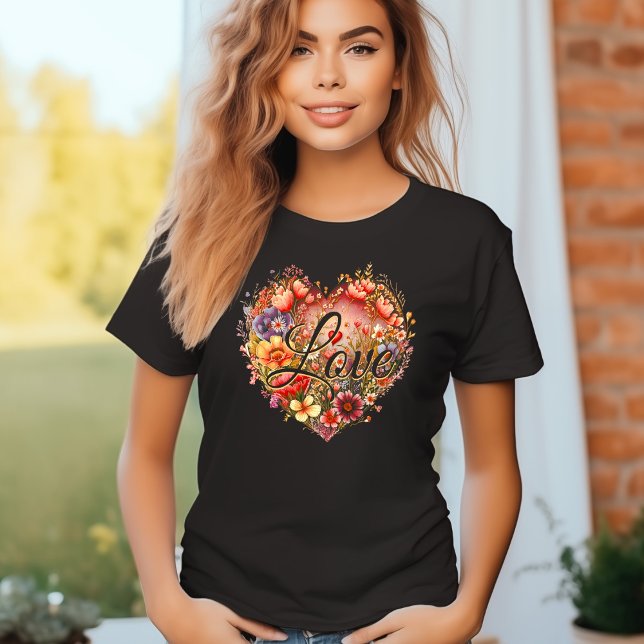 Floral Heart Love Woman's T-Shirt (Creator Uploaded)