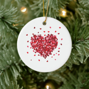 Floral Heart of love Valentines Day Ceramic Tree Decoration