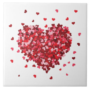 Floral Heart of love Valentines Day Tile