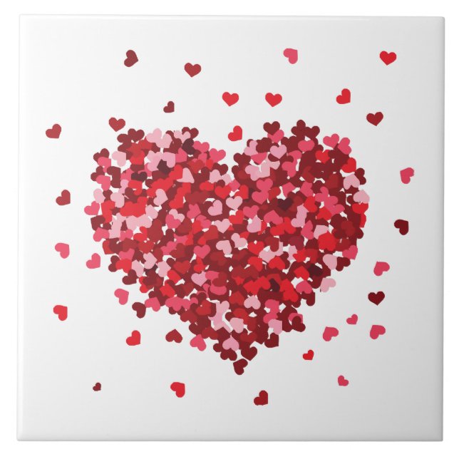 Floral Heart of love Valentines Day Tile (Front)