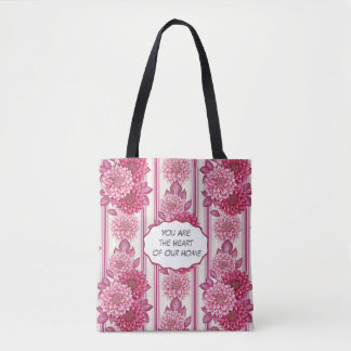 Floral Heart of Our Home  Tote Bag