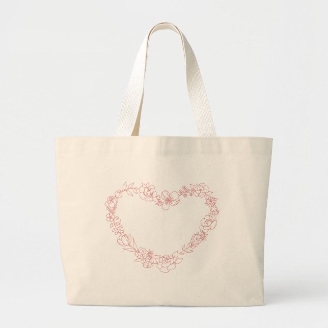 Floral heart outline Tote Bag (Front)