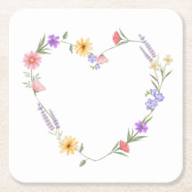 Floral Heart Paper Coaster