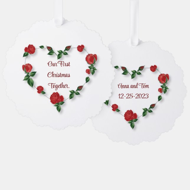 Floral Heart Paper Ornament Card (Front/Back)