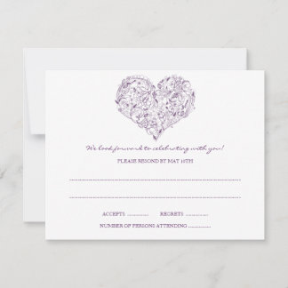 Floral Heart (Purple) RSVP Postcard