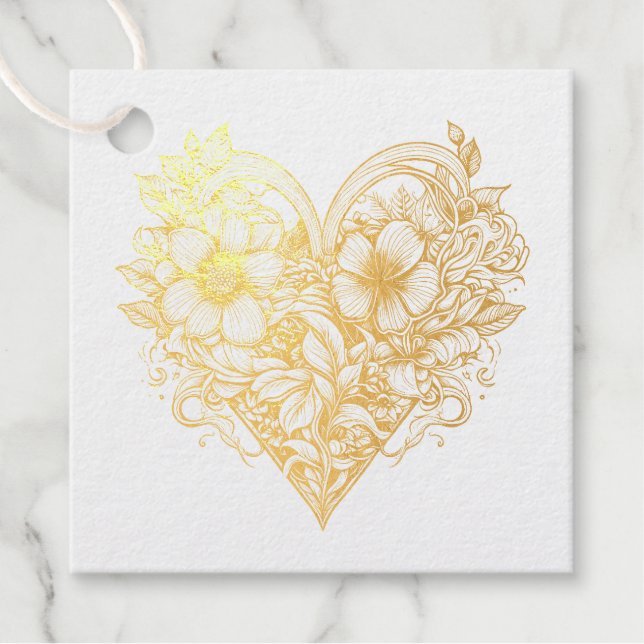 Floral Heart Romantic  Favour Tags (Front)