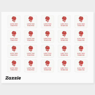Floral Heart Rose Romantic Valenti Square Sticker