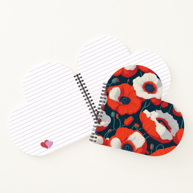 Floral Heart Shaped Spiral Bound Notebook (Inside)