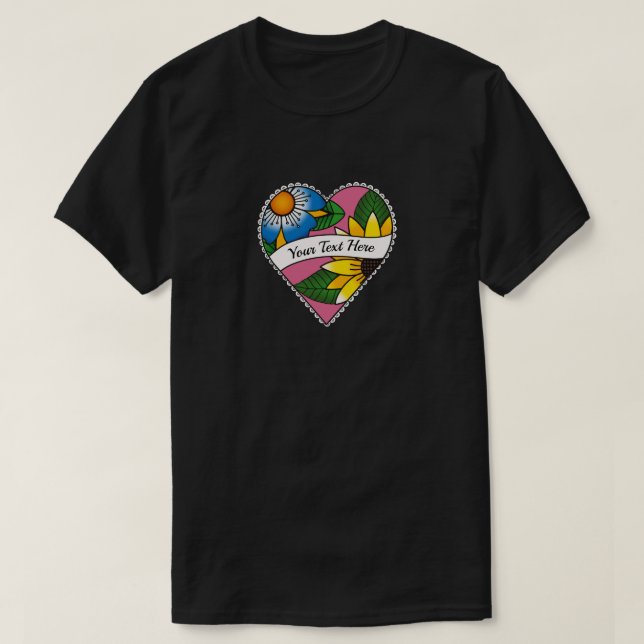 Floral Heart Tattoo - Create Your Own T-Shirt (Design Front)