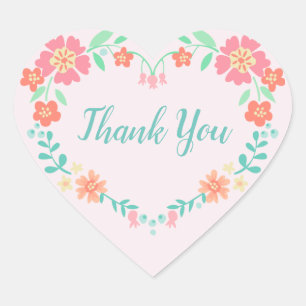 Floral Heart Thank You Sticker
