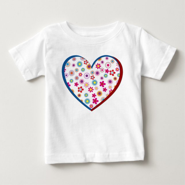Floral Heart Toddler Ruffle Dress Baby T-Shirt (Front)