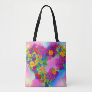 Floral Heart Tote Bag