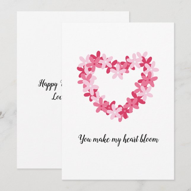 Floral Heart Valentine Holiday Card (Front/Back)