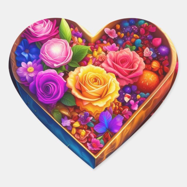 Floral Heart Valentine's Day Photo Sticker (Front)