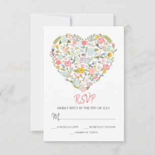 Floral Heart Wedding RSVP Card