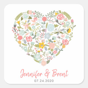 Floral Heart Wedding Stickers